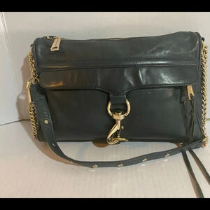 Rebecca Minkoff navy blue leather shoulder handbag